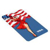 Retro Patriotic Button-Up Art Girl Magnet (Rechte Seite)