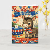 Retro Patriotic Donkey Vote Reminder Karte (Gelbe Blume)