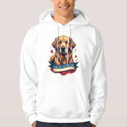 Retro Patriotic Golden Retriever Engraving Tee 4 (Vorderseite)