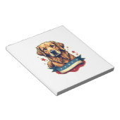 Retro Patriotic Golden Retriever Engraving Tee 4 Notizblock (angewinkelt)