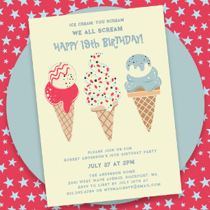 Retro Patriotic Ice Cream Cone 18. Geburtstag Einladung