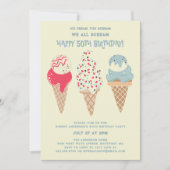 Retro Patriotic Ice Cream Cone 50. Geburtstag Einladung (Vorderseite)