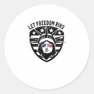 Retro Patriotic Lass Freedom Ring 4. Juli Runder Aufkleber