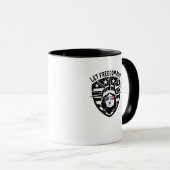 Retro Patriotic Lass Freedom Ring 4. Juli Tasse (VorderseiteRechts)