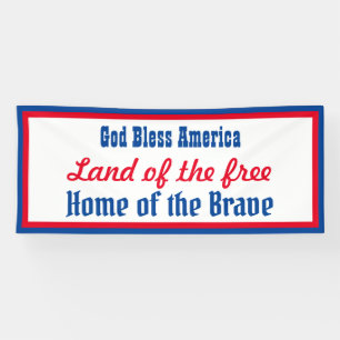 Retro Patriotic Red Blue White Gott segne Amerika Banner