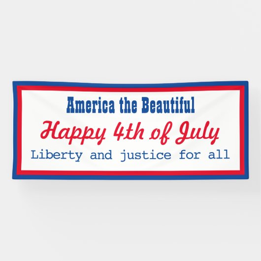 Retro Patriotic Red Blue White Happy 4. Juli Banner (Horizontal)