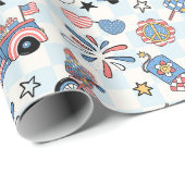 Retro Patriotic USA 4. Juli Geschenkpapier (Rolleneckpunkt)