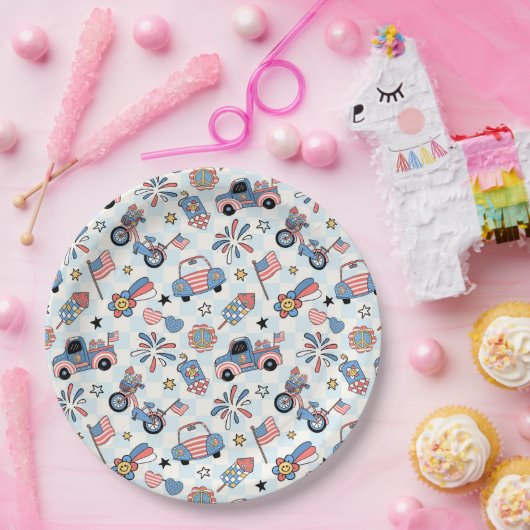 Retro Patriotic USA 4. Juli Pappteller (Party)