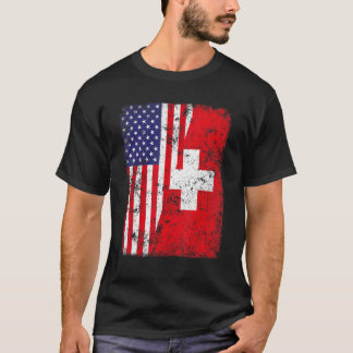 Retro Patriotic USA Flag Schweiz Flag T-Shirt