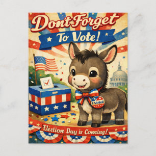 Retro-patriotische Esel-Wahl-Erinnerung Postkarte