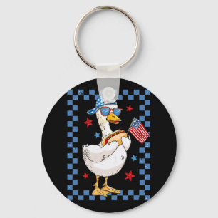 Retro-patriotische Gans Rot Weiß Und Blau 4. Juli Schlüsselanhänger