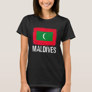 Retro Patriotische Männer Frauen Malediven Fahne e T-Shirt