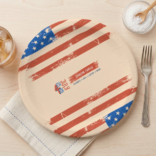 Retro-patriotischer 4. Juli BBQ Unabhängigkeitstag Pappteller