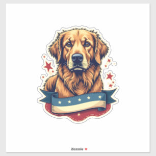 Retro-patriotisches Golden-Retriever-Gravur-T-Shir Aufkleber