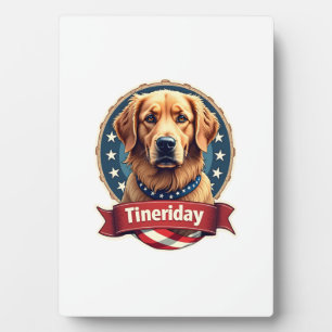 Retro-patriotisches Golden-Retriever-Gravur-T-Shir Fotoplatte