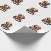Retro-patriotisches Golden-Retriever-Gravur-T-Shir Geschenkpapier (Ecke)