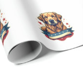 Retro-patriotisches Golden-Retriever-Gravur-T-Shir Geschenkpapier (Rolleneckpunkt)