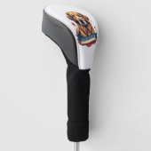 Retro-patriotisches Golden-Retriever-Gravur-T-Shir Golf Headcover (angewinkelt)