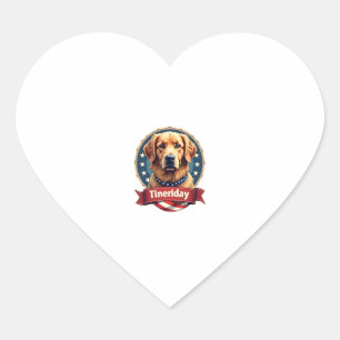 Retro-patriotisches Golden-Retriever-Gravur-T-Shir Herz-Aufkleber