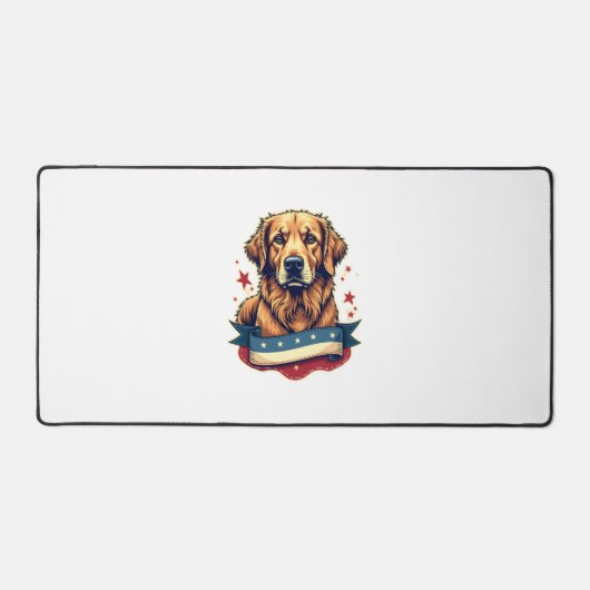Retro-patriotisches Golden-Retriever-Gravur-T-Shir Schreibtischunterlage (Vorderseite)