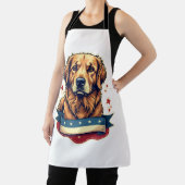 Retro-patriotisches Golden-Retriever-Gravur-T-Shir Schürze (InSitu)