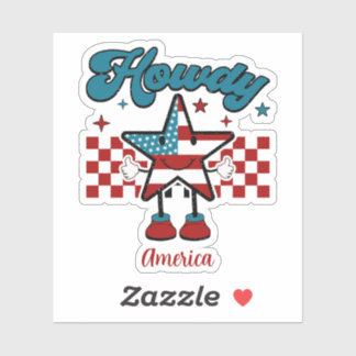 Retro-patriotisches Howdy-Stern-Viertes-Juli-USA-F Aufkleber
