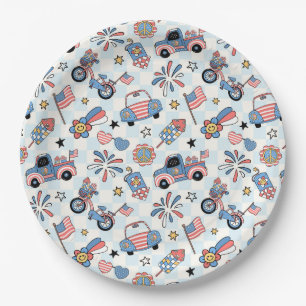 Retro patriotisches USA 4. Juli Pappteller