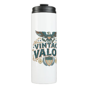 Retro-Patriotisches Vintage-Valor-T-Shirt Thermosbecher