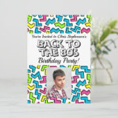 Retro Pattern 80er Birthday Party Foto der 1980er Einladung (Stehend Vorderseite)