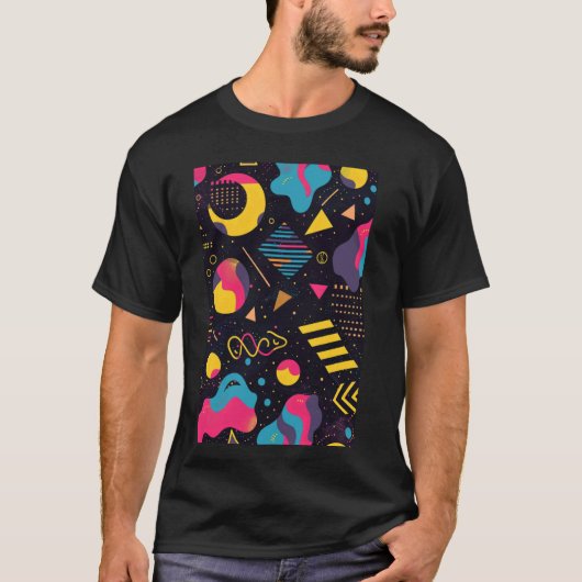 Retro Pattern Art Synthwave 80er T-Shirt (Vorderseite)