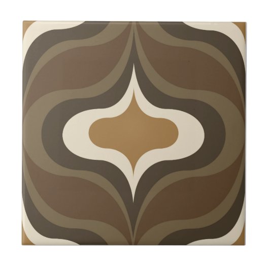 Retro Pattern Brown Fliese (Vorderseite)
