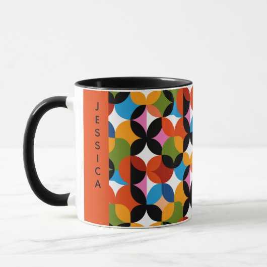 RETRO Pattern Colorful Mid Century Modern Name Tasse (Links)