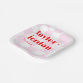 Retro Pattern Disco Fett Typografie Rosa Pappteller (Gewinkelt)