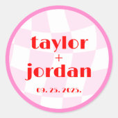 Retro Pattern Disco Fett Typografie Rosa Runder Aufkleber (Vorderseite)