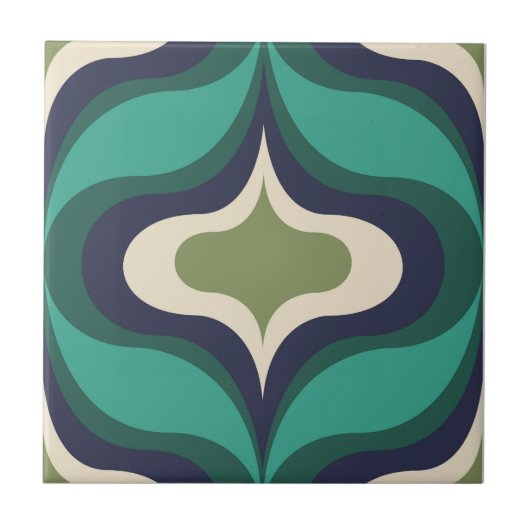 Retro Pattern Green Fliese (Vorderseite)