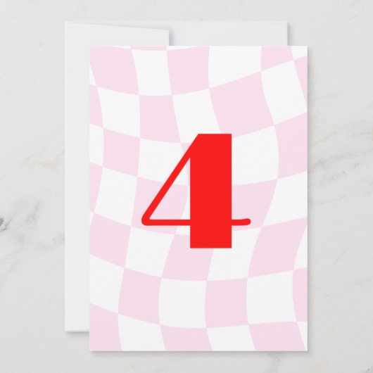 Retro Pattern Rosa Fett Tischnummer (Rückseite)