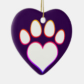 Retro Paw Print mit Herz Keramik Ornament (Rechts)