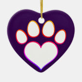 Retro Paw Print mit Herz Keramik Ornament (Vorne)