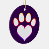 Retro Paw Print mit Herz Keramik Ornament (Rechts)