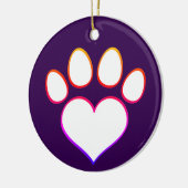 Retro Paw Print mit Herz Keramik Ornament (Links)