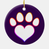 Retro Paw Print mit Herz Keramik Ornament (Hinten)