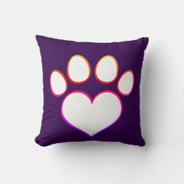 Retro Paw Print mit Herz Kissen