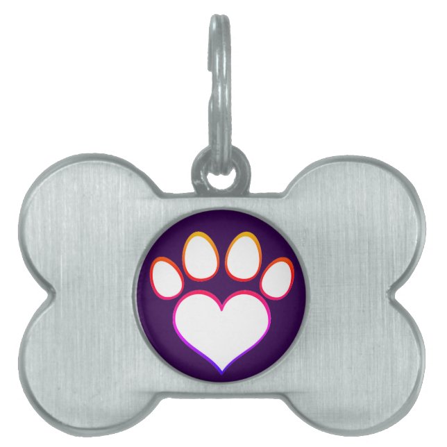 Retro Paw Print mit Herz Tiermarke (Vorderseite)