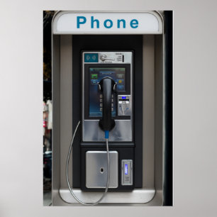Retro Payphone Design, Vintage Telefonkabine Art Poster