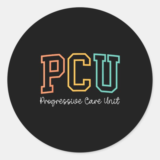 Retro Pcu Progressive Care Unit Rn Nurse Nursing W Runder Aufkleber (Vorderseite)