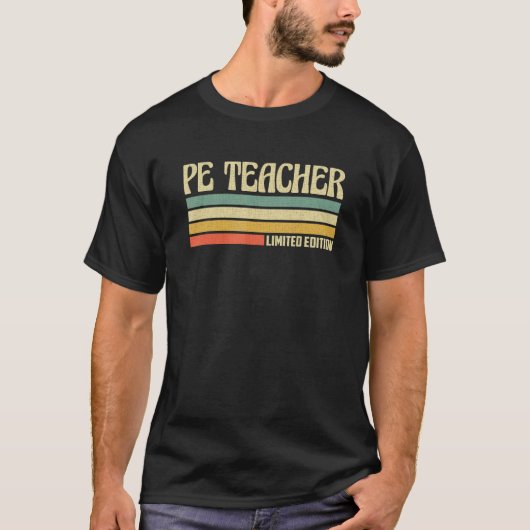 Retro Pe Teacher Profession Job Title Co Worker Id T-Shirt (Vorderseite)