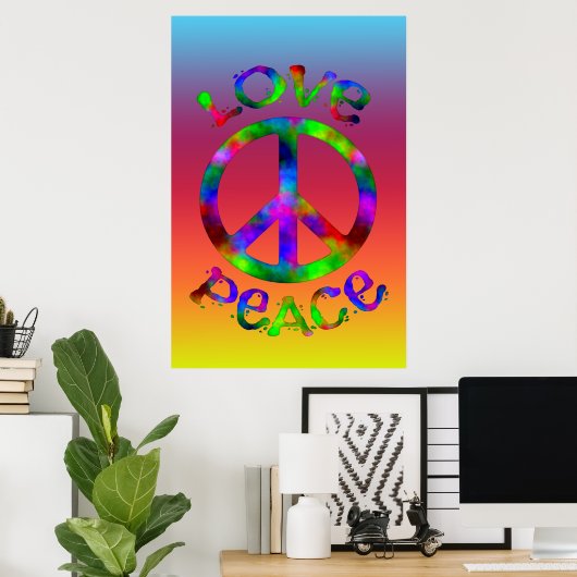 Retro Peace and Liebe Krawatte Dye Design Poster (Heimbüro)