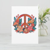 Retro Peace Floral Sign Einladung (Stehend Vorderseite)
