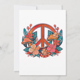 Retro Peace Floral Sign Einladung