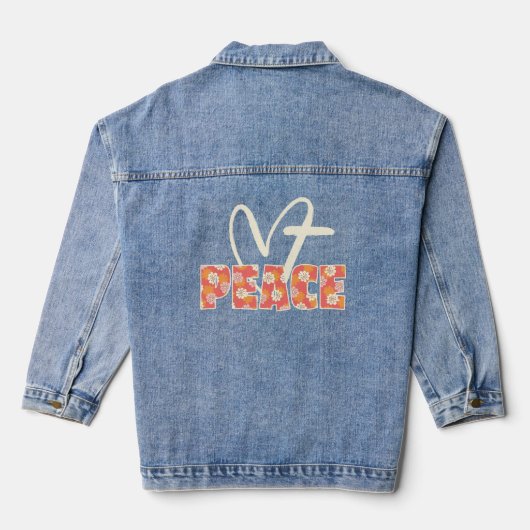 Retro PEACE Herzkreuz Denim Jacket Jeansjacke (Rückseite)